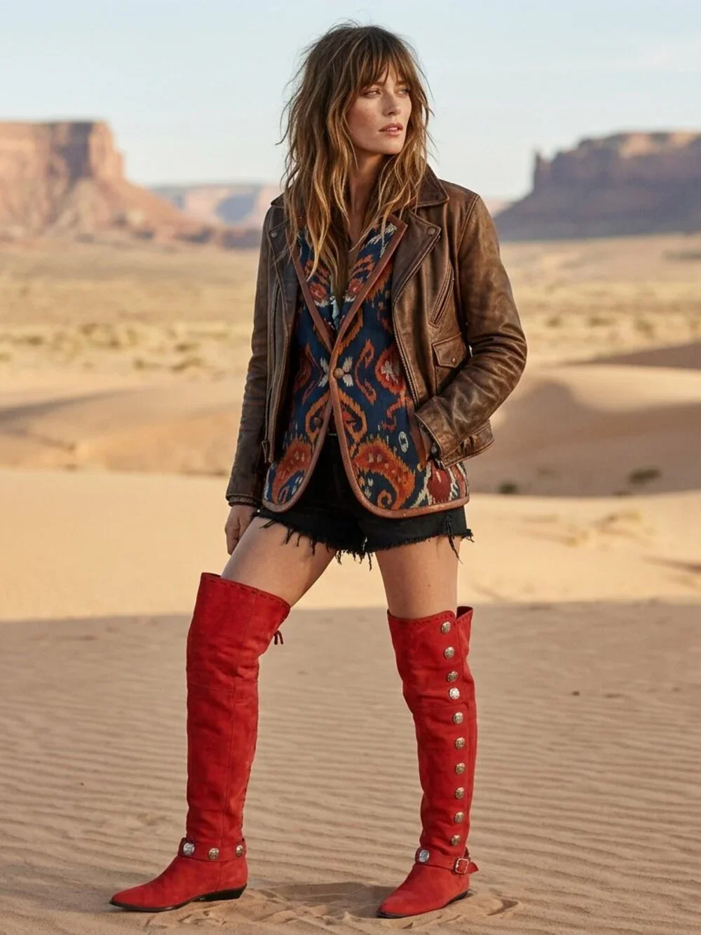 Concho Boots Tall Cowboy Vintage Southwestern OTK Red Western Boots Size 6.5